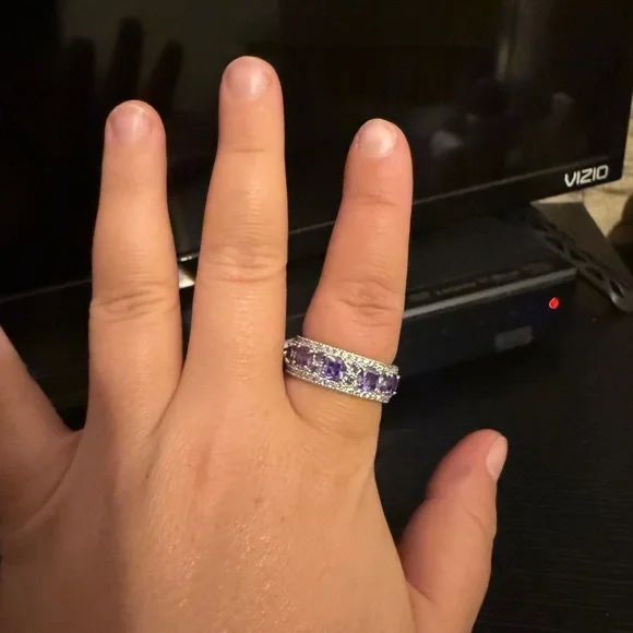 Bomb Party Amethyst Crystal Band Ring – Size 11 - Picture 2 of 2